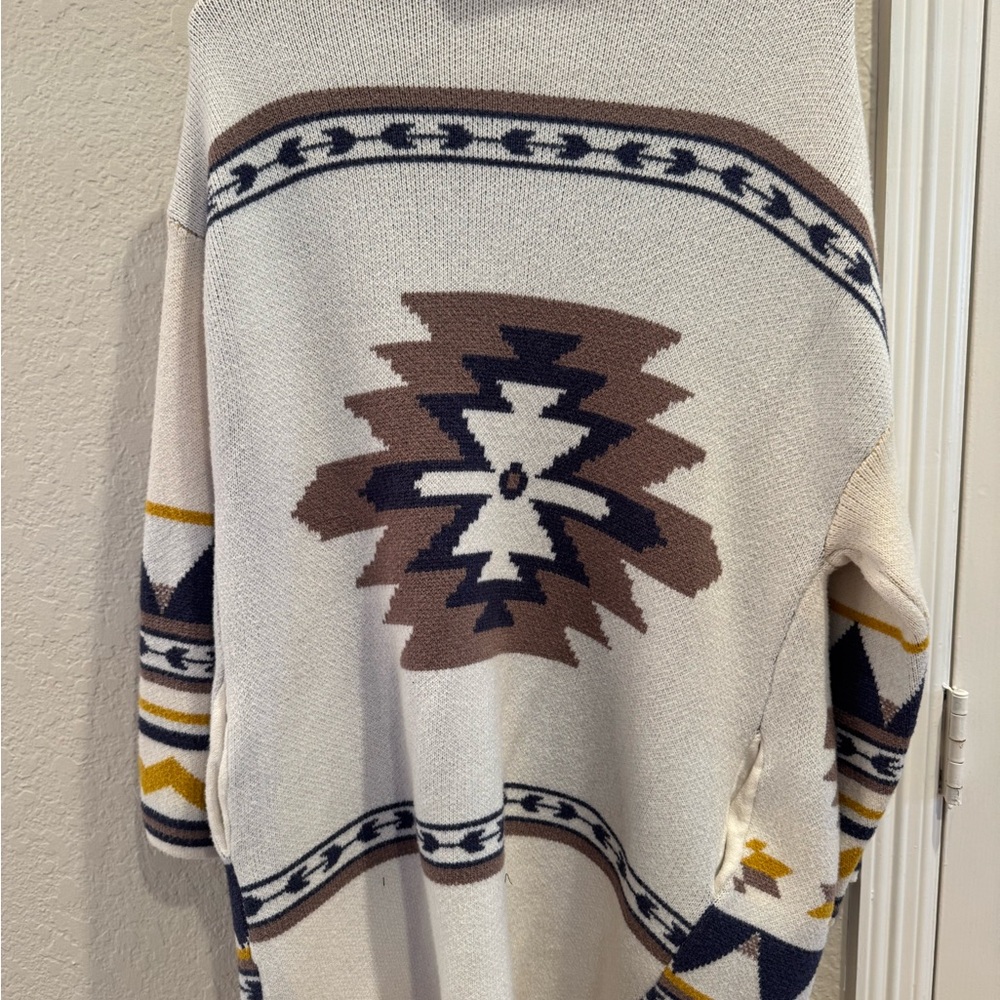 Aztec Patterned Open Front Cardigan - Picture 3 of 5